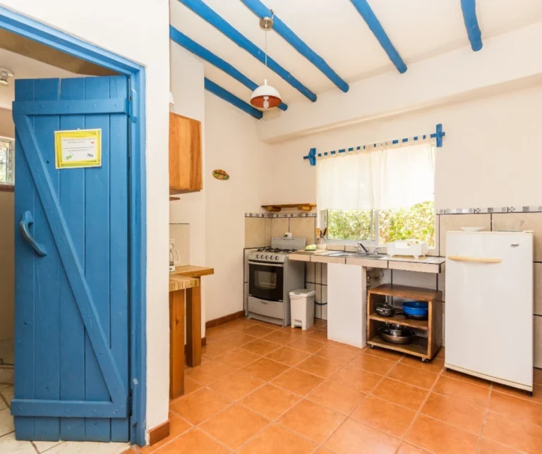 Fully equipped kitchen inside casita standard at Casas Sollevante Montezuma – ideal for extended yoga retreat stays