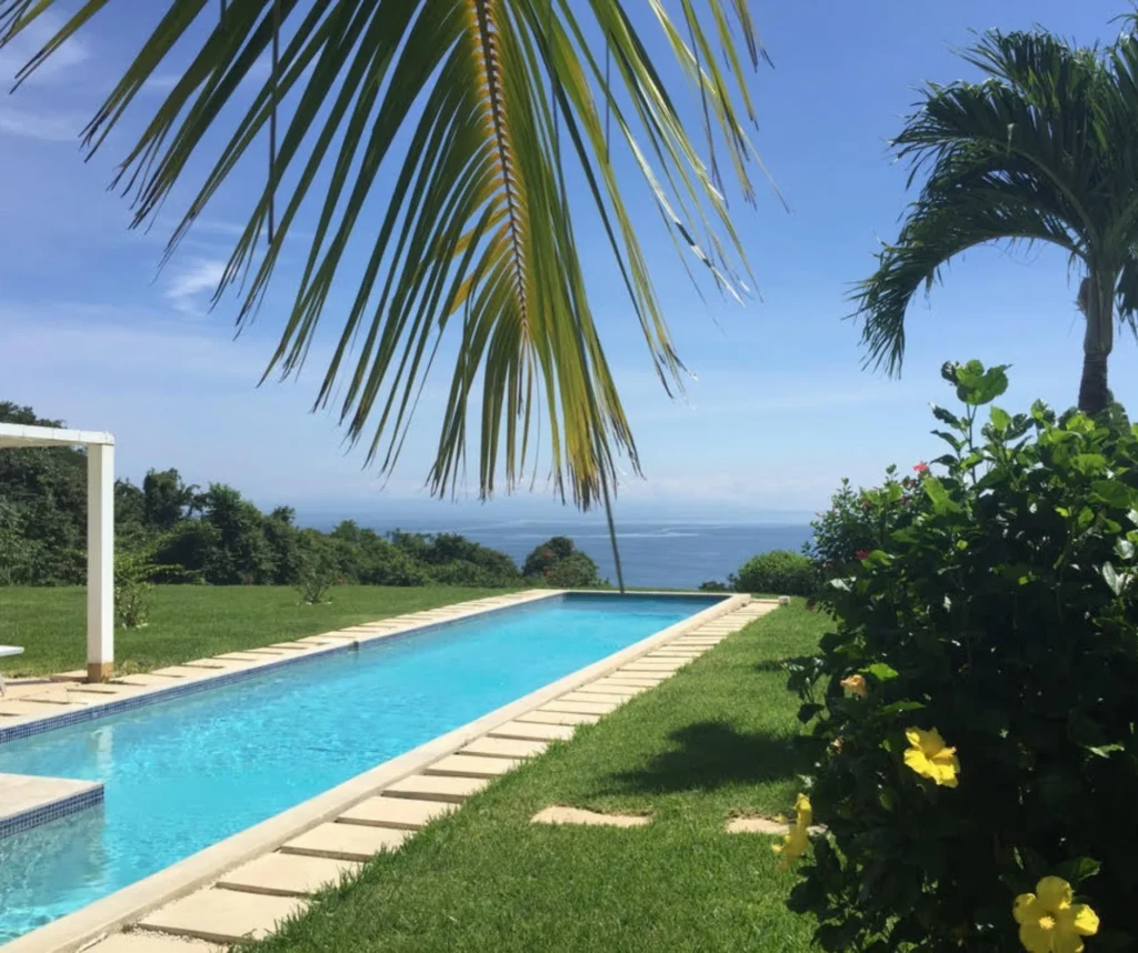 Ocean-view pool at Casa Sollevante — wellness retreats in Costa Rica’s Blue Zone, Montezuma.